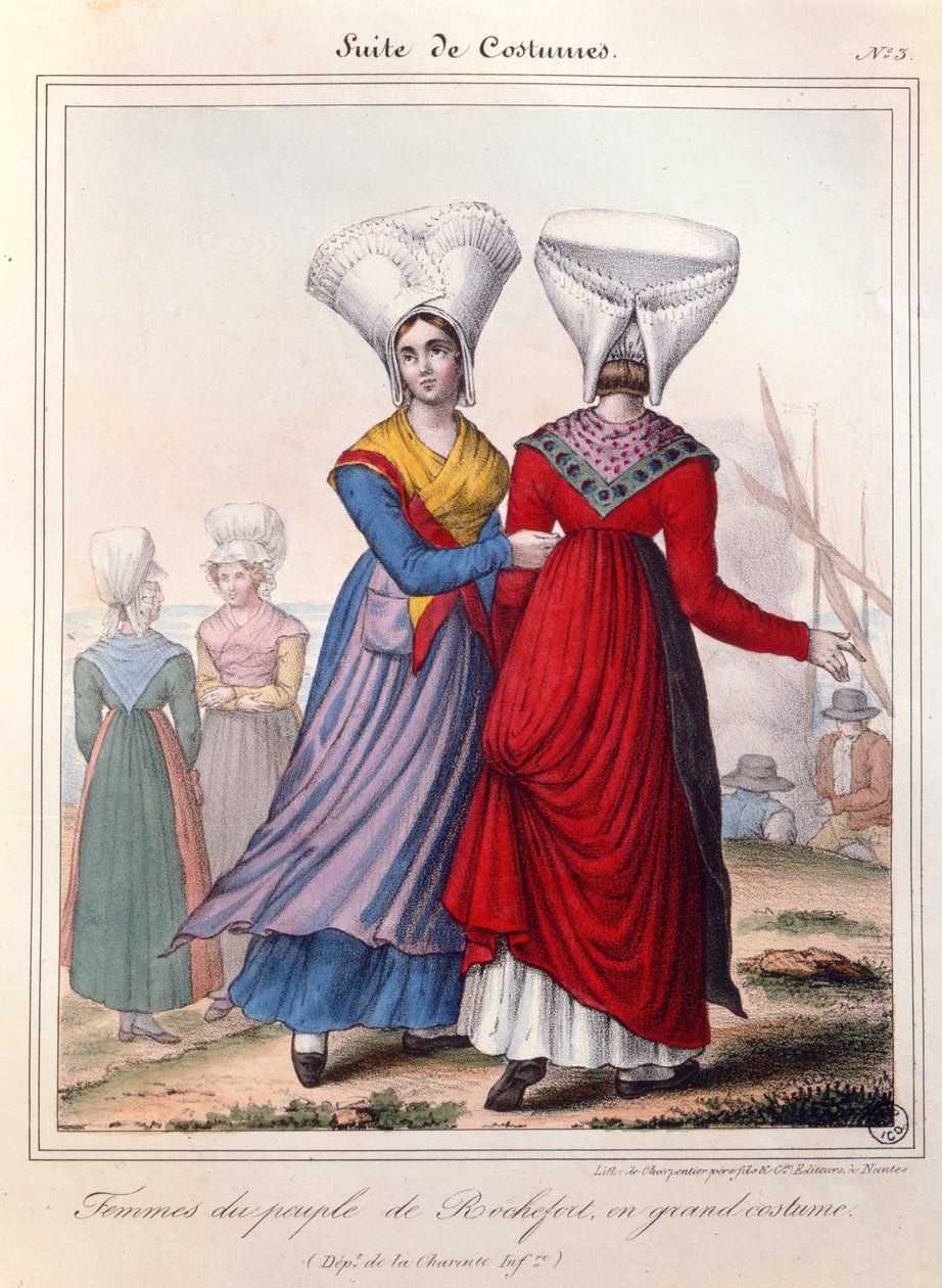 Stort kostyme for kvinner i Rochefort-området, Charente, 1800-tallet. av Charpentier