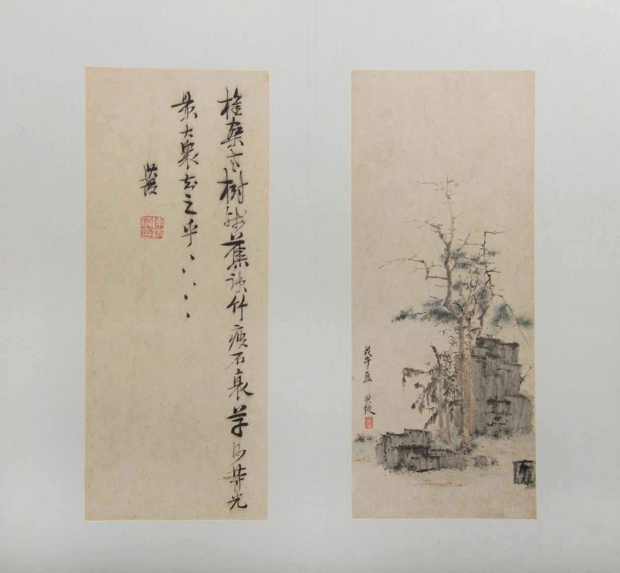 Landskap, figurer og blomster, datert 1618-22. av Chen Hongshou