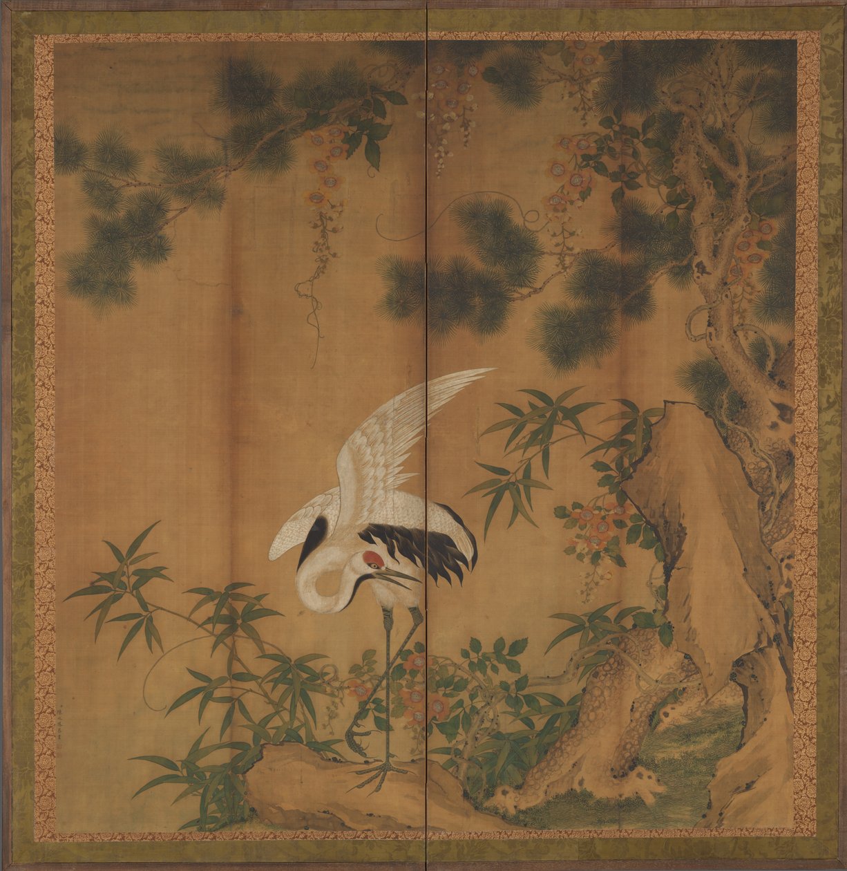 Crane and Pine, sent på 1800-tallet. av Chen Zhaofeng