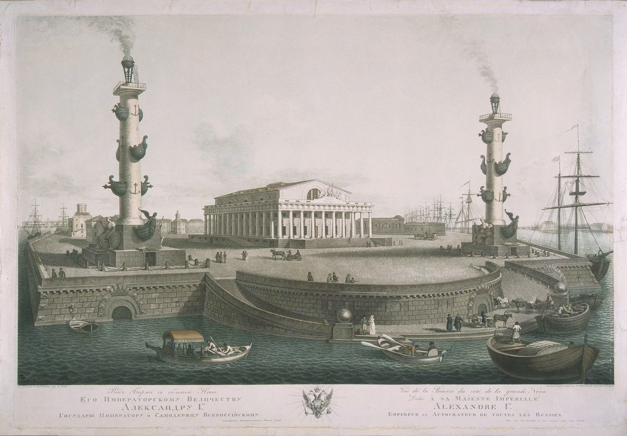 Utsikt til spyttet på Vasilyevsky Island, 1810-tallet av Chessky