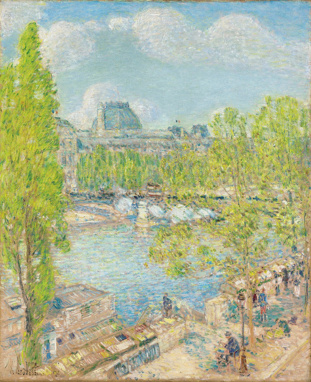 april, Quai Voltaire, Paris av Childe Frederick Hassam