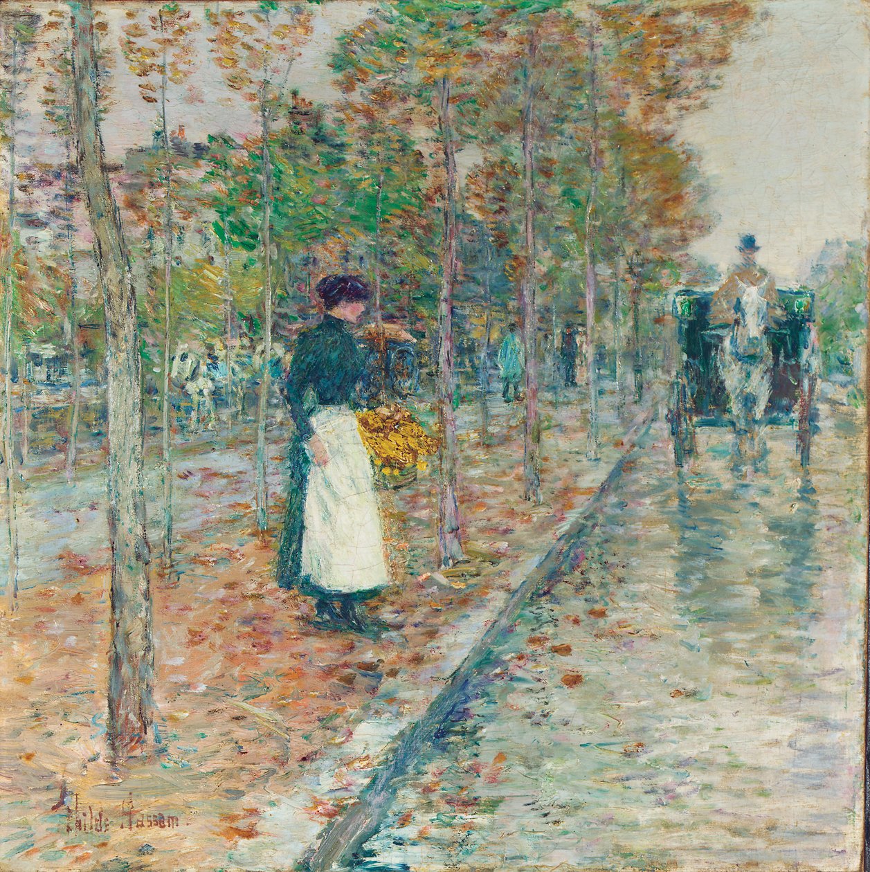 Autumn Boulevard, Paris (olje på lerret) av Childe Frederick Hassam