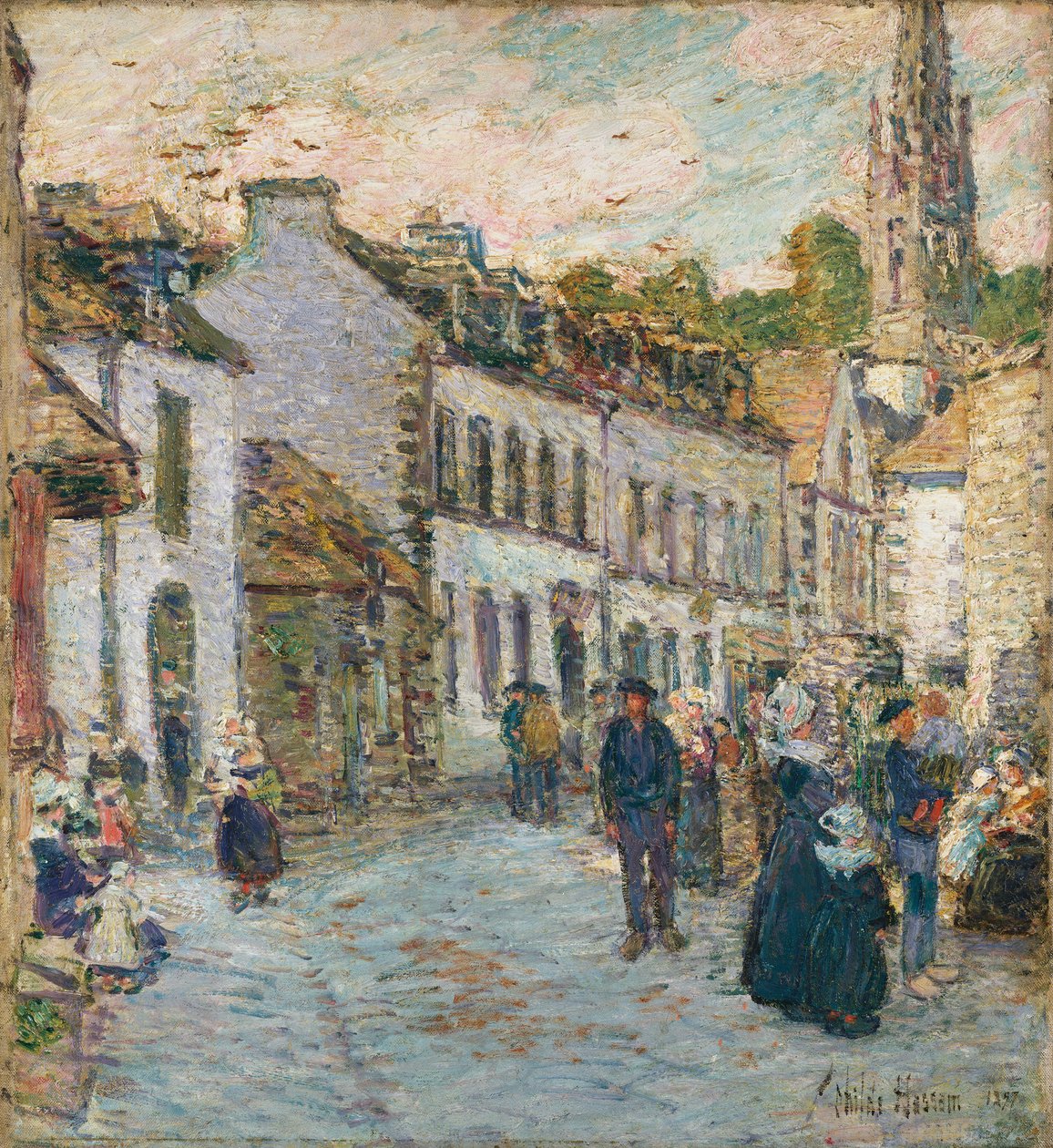 Gate i Pont Aven - Kveld av Childe Frederick Hassam