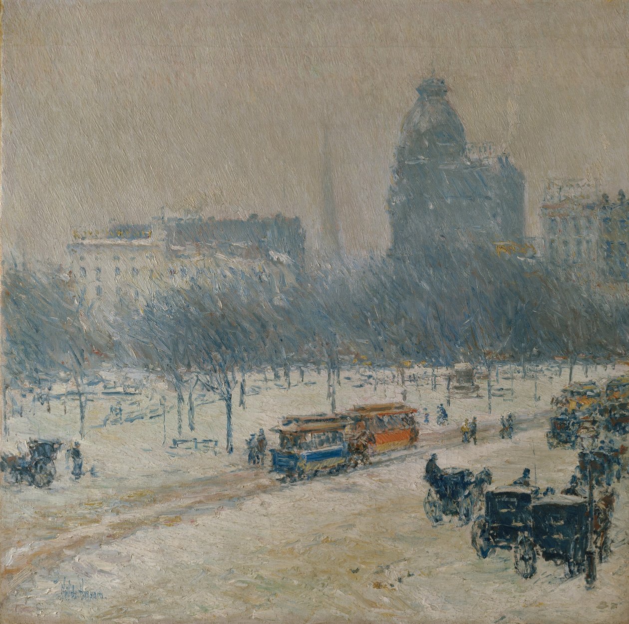 Vinter på Union Square av Childe Frederick Hassam