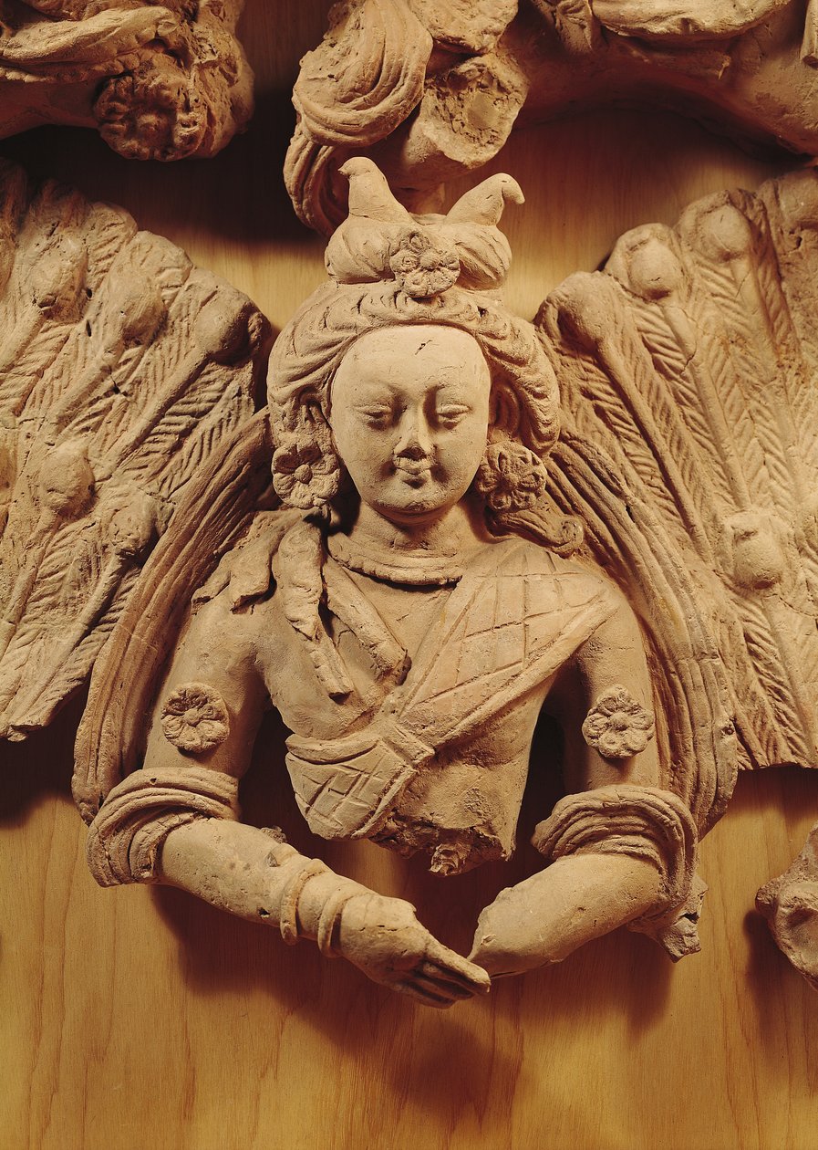 Buddha Sakyamuni, fra Tumshuq (Xinjiang) 600-700-tallet (terrakotta) av Chinese School
