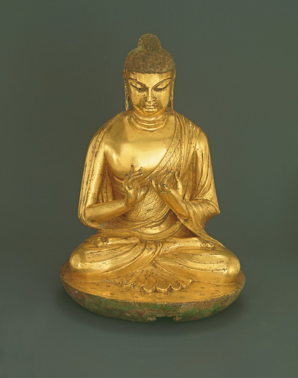 Buddha Vairocana (Dari), Tang-dynastiet (618-907), tidlig på 800-tallet (forgylt blybronse) av Chinese School