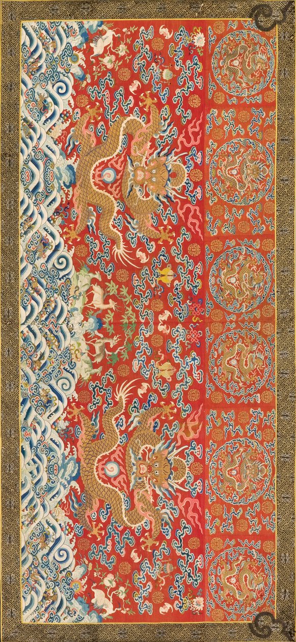 Hengende (med dragedesign), 1736-95 (silke) av Chinese School