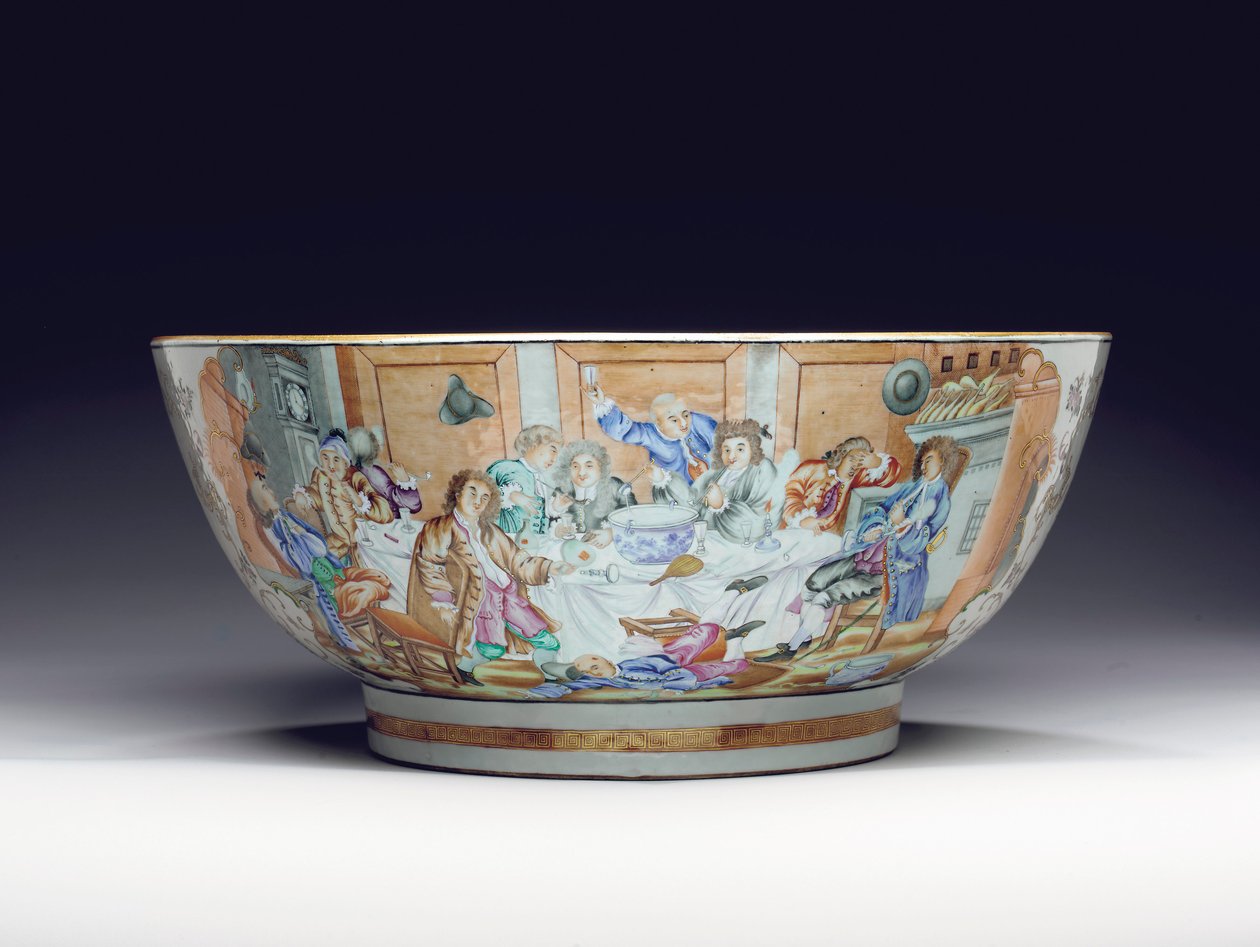 Sjelden og massiv punchbowl, ca. 1775 av Chinese School
