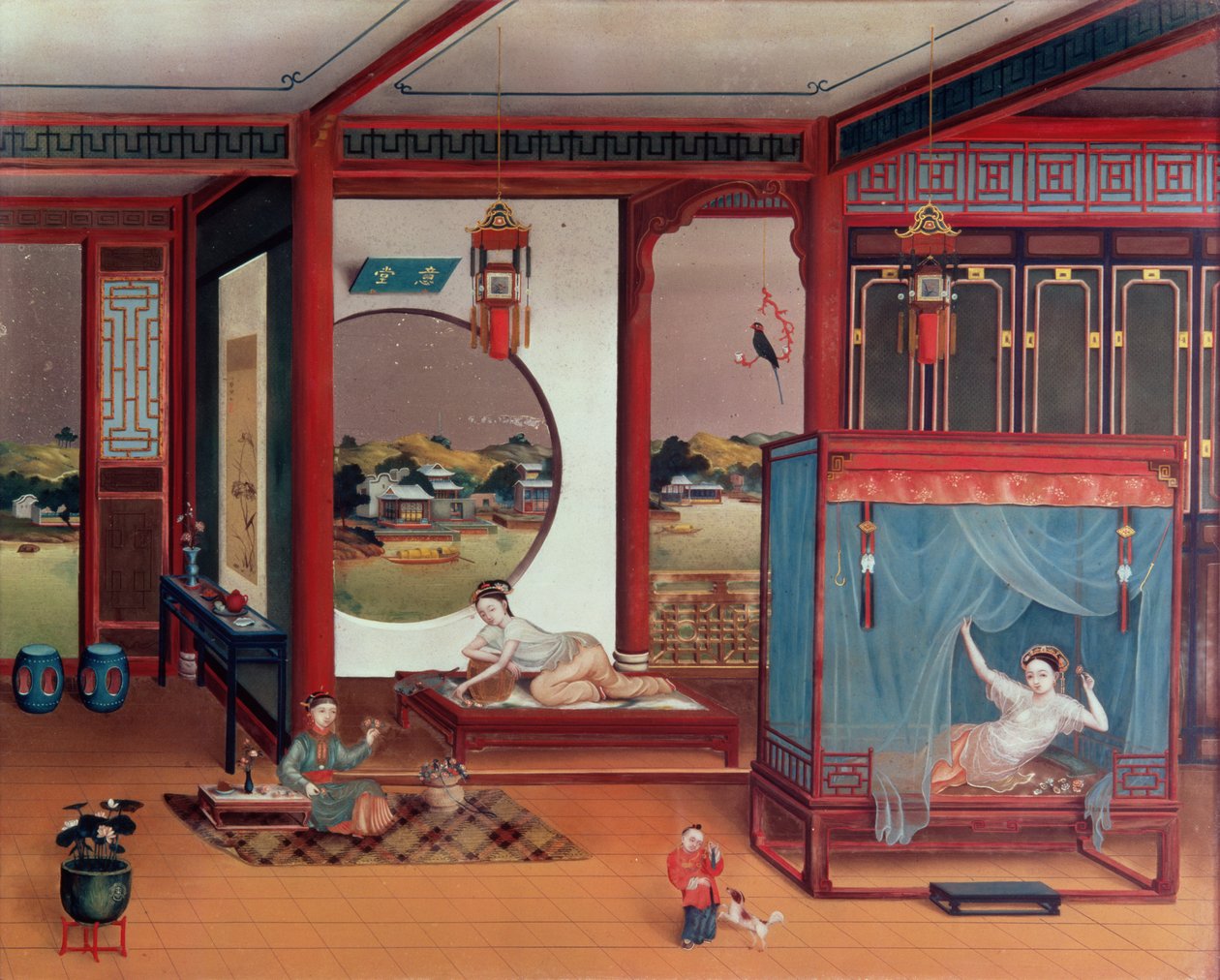 Scene av et interiør av Chinese School