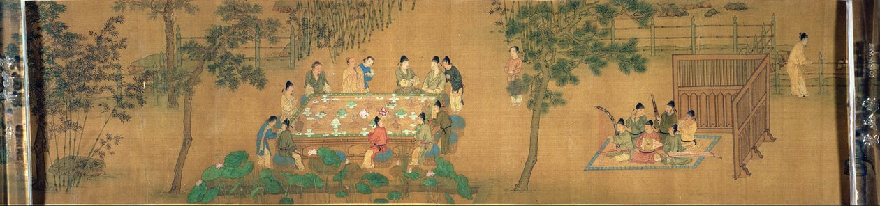 Scholars" Samling i en bambushage av Chinese School