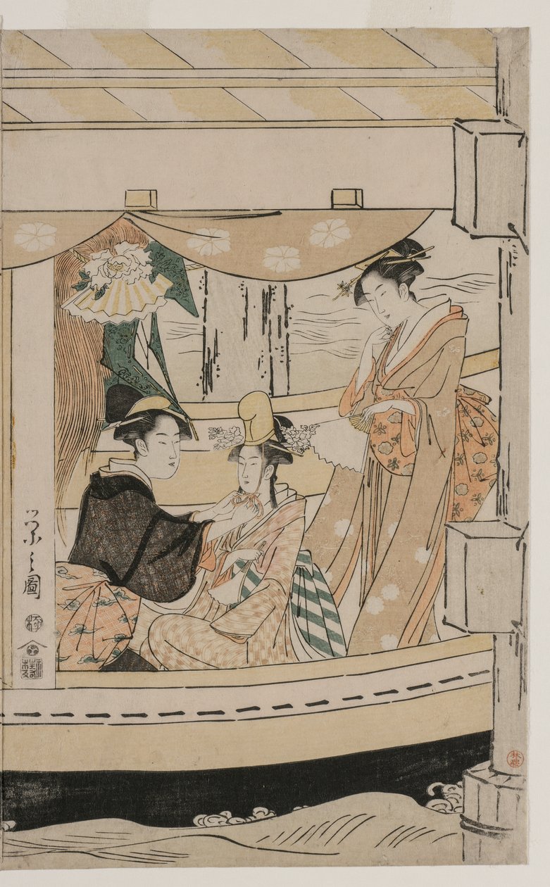 Fest på fritidsbåten Kawaichimaru av Chobunsai Eishi