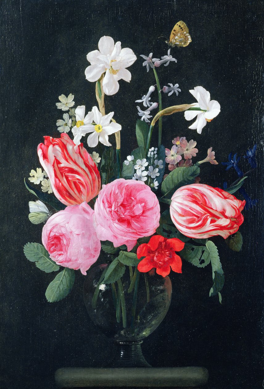Roser, narcissi, tulipaner og andre blomster av Christiaan Luykx or Luycks