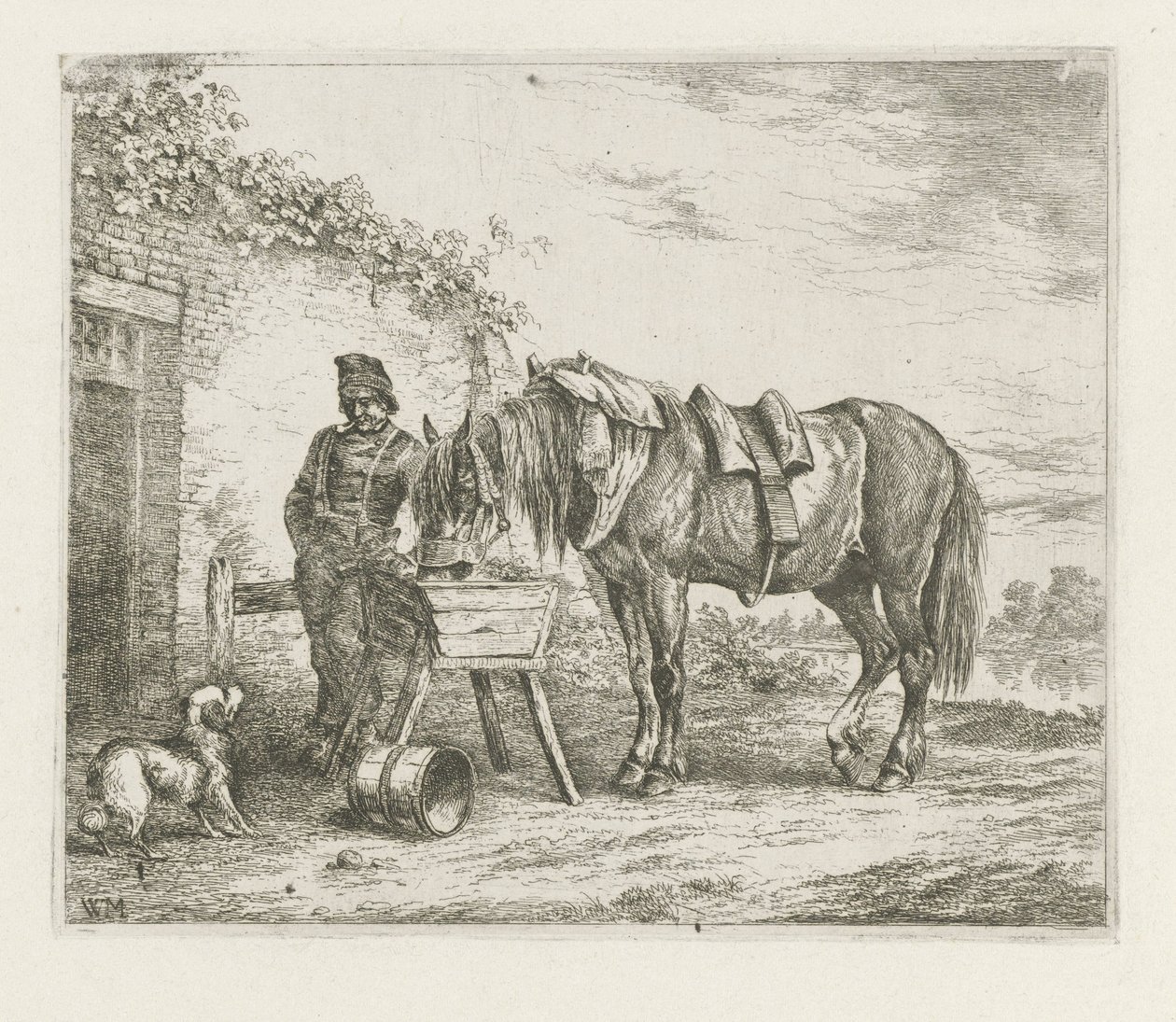 Hest ved en mater av Christiaan Wilhelmus Moorrees
