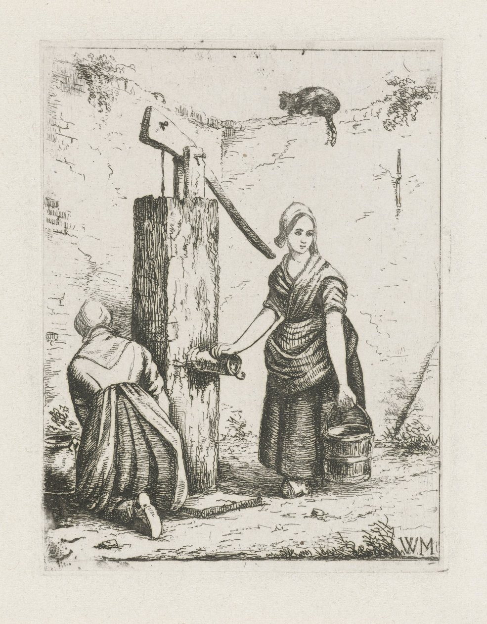 To kvinner ved en vannpumpe av Christiaan Wilhelmus Moorrees