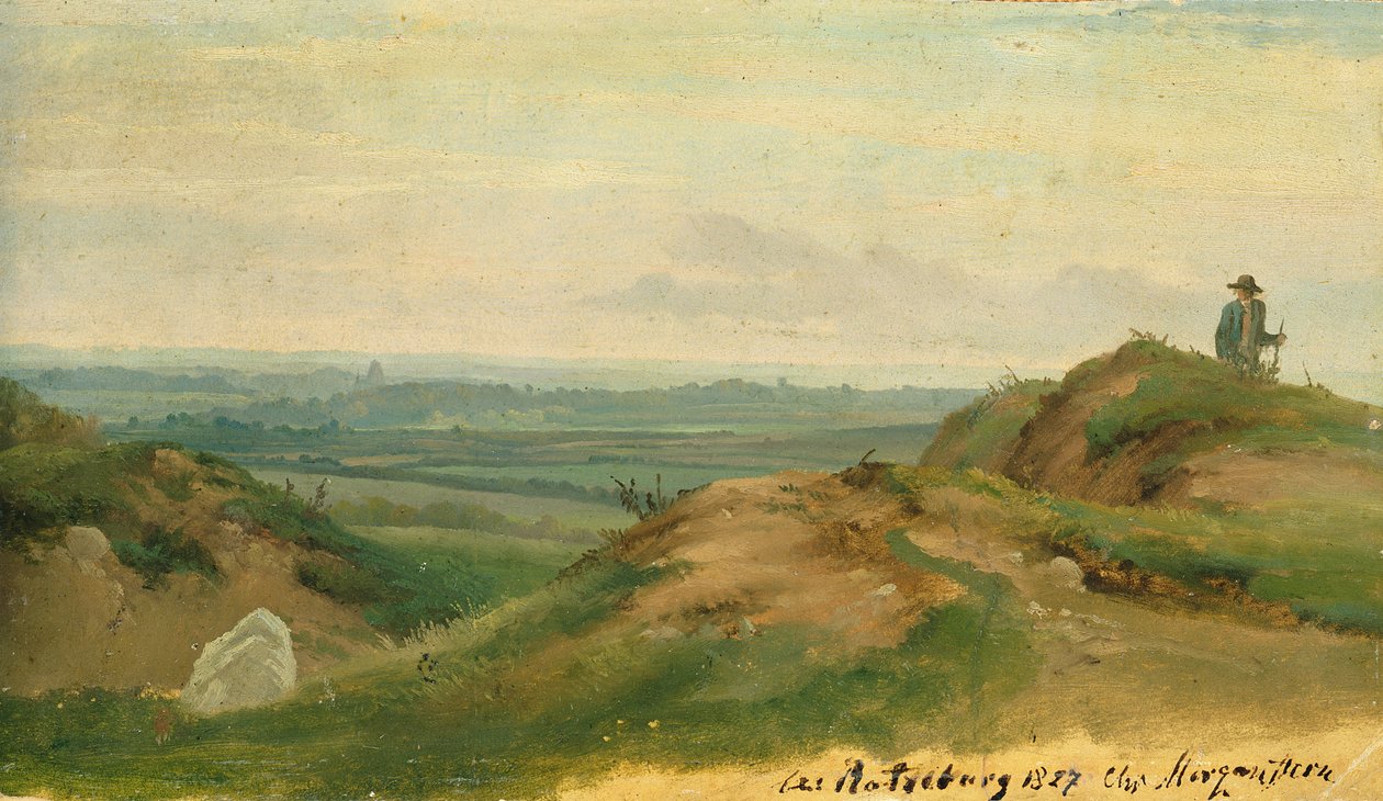 På Ratzeburg, 1827 (olje på papir på kort) av Christian Ernst Bernhard Morgenstern