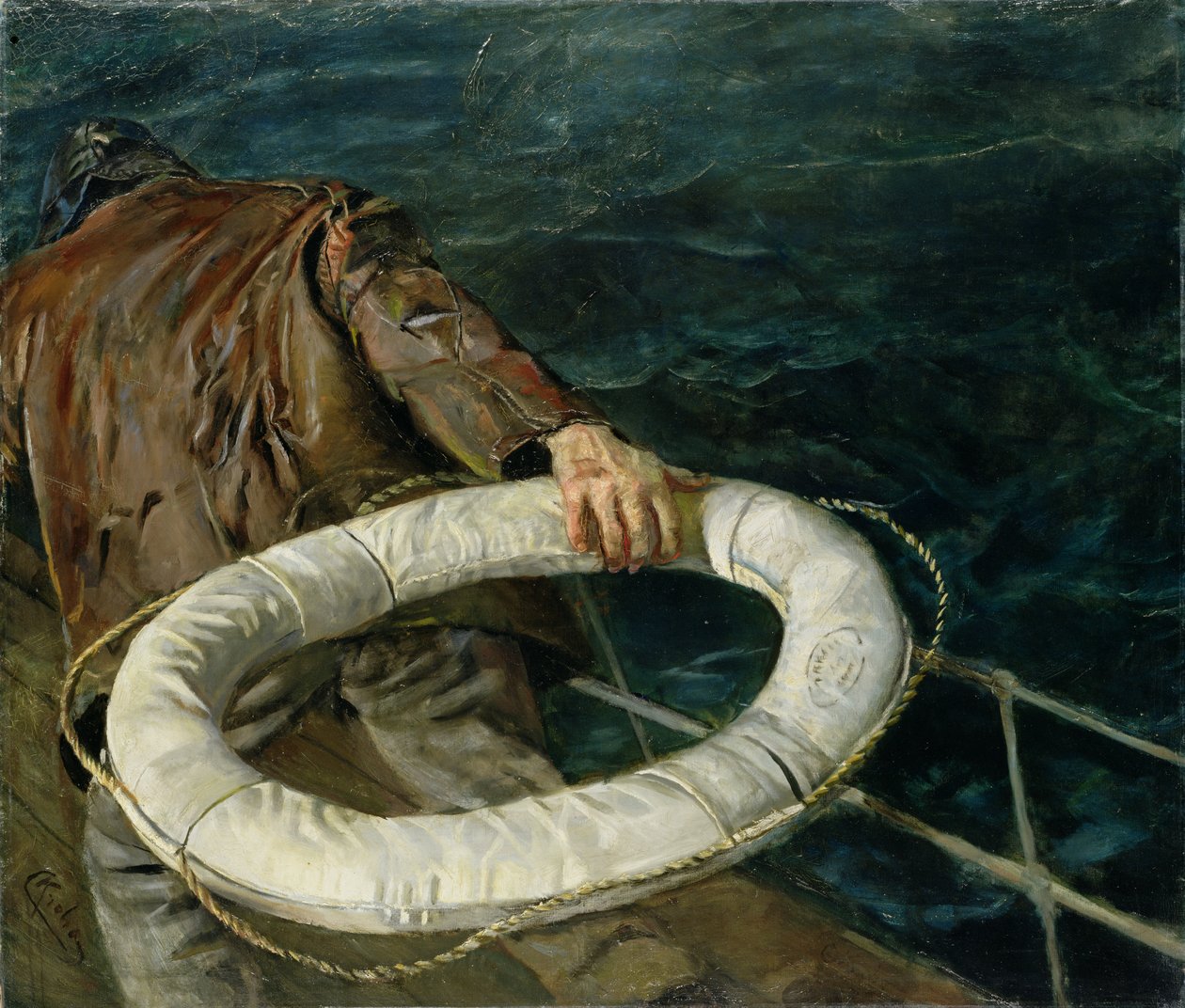 Mann over bord, 1906 av Christian Krohg