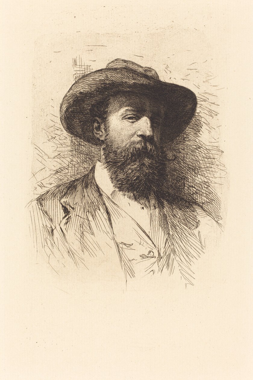 Selvportrett (etsing på lagt papir) av Christian Wilhelm Jacob Unger
