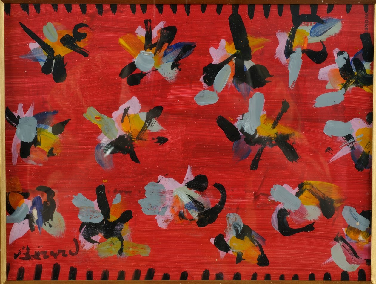 Design for et rødmalt teppe av Christian Bérard