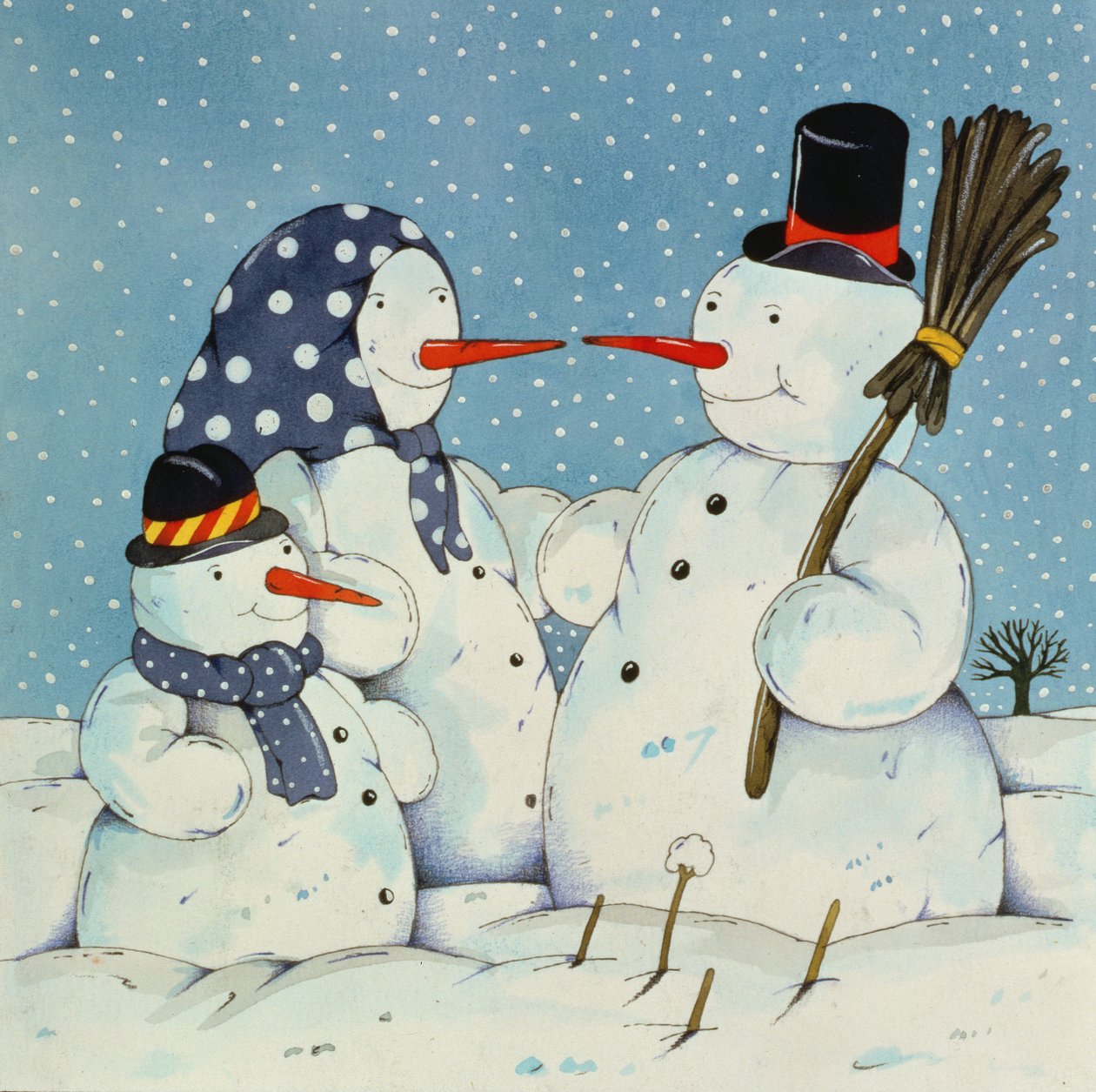 The Snowman Family, 1997 (wc på papir) av Christian Kaempf