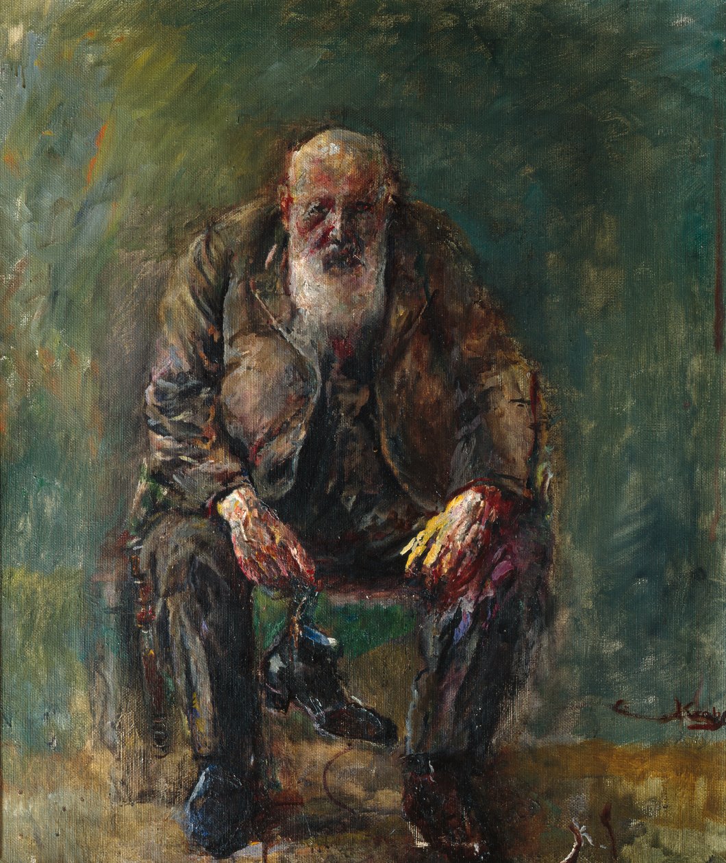 Selvportrett med støvler, ca. 1920 av Christian Krohg
