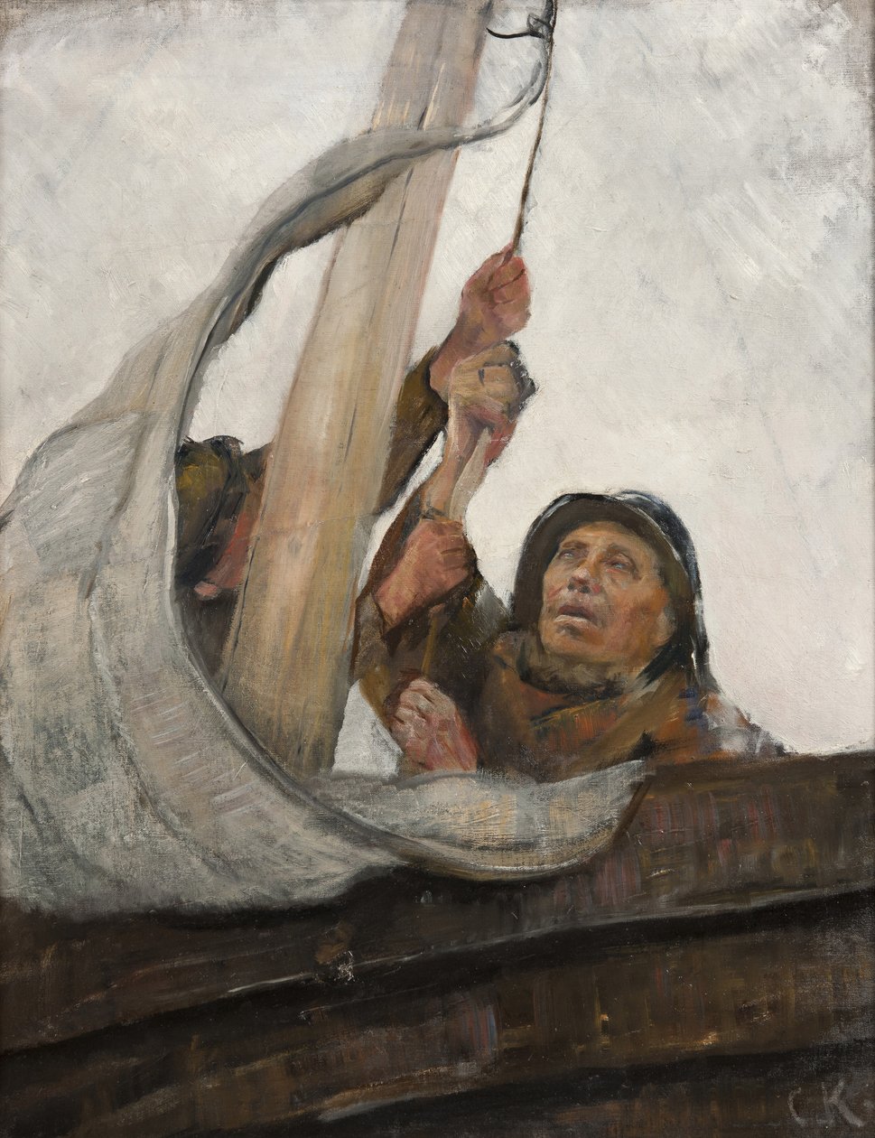 Setter seil, ca. 1900 av Christian Krohg