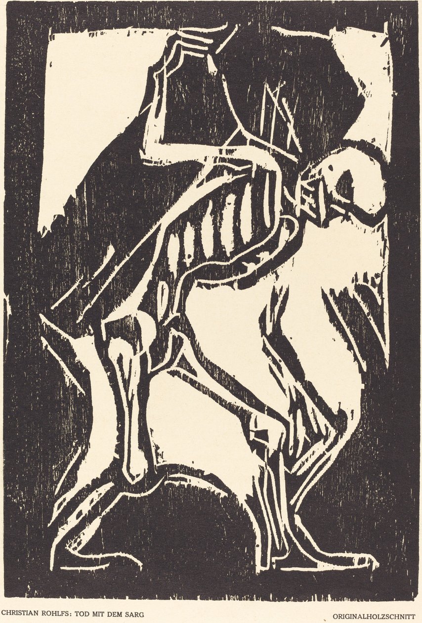 Døden med en kiste, ca. 1917. av Christian Rohlfs