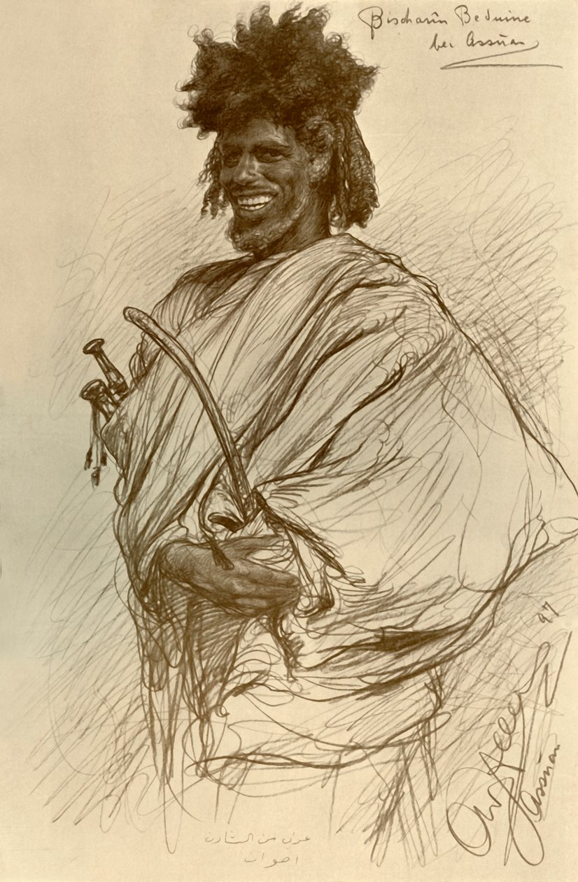 Bishari-mannen, Aswan, Egypt, 1898. av Christian Wilhelm Allers