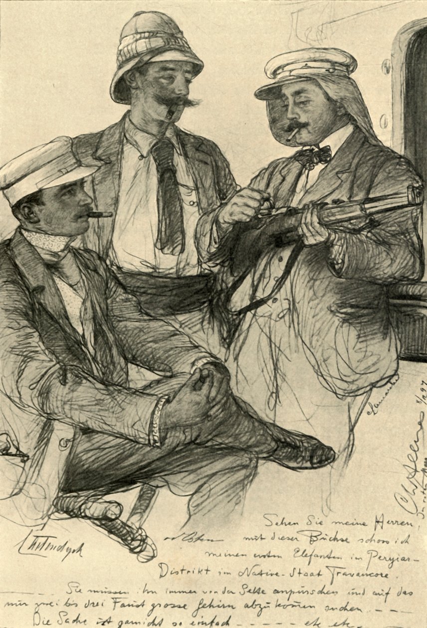 Europeere om bord på skip, 1898. av Christian Wilhelm Allers