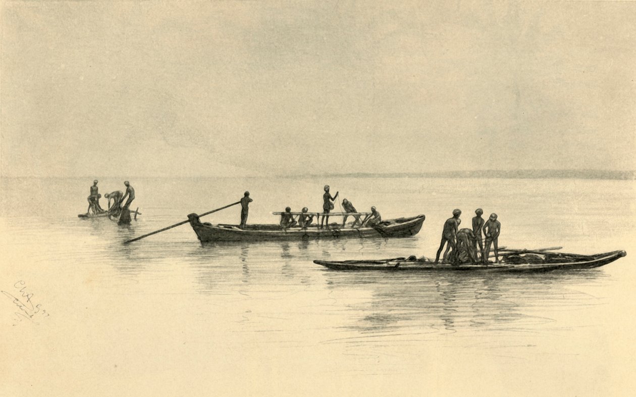 Fiskebåter, Ceylon, 1898. av Christian Wilhelm Allers