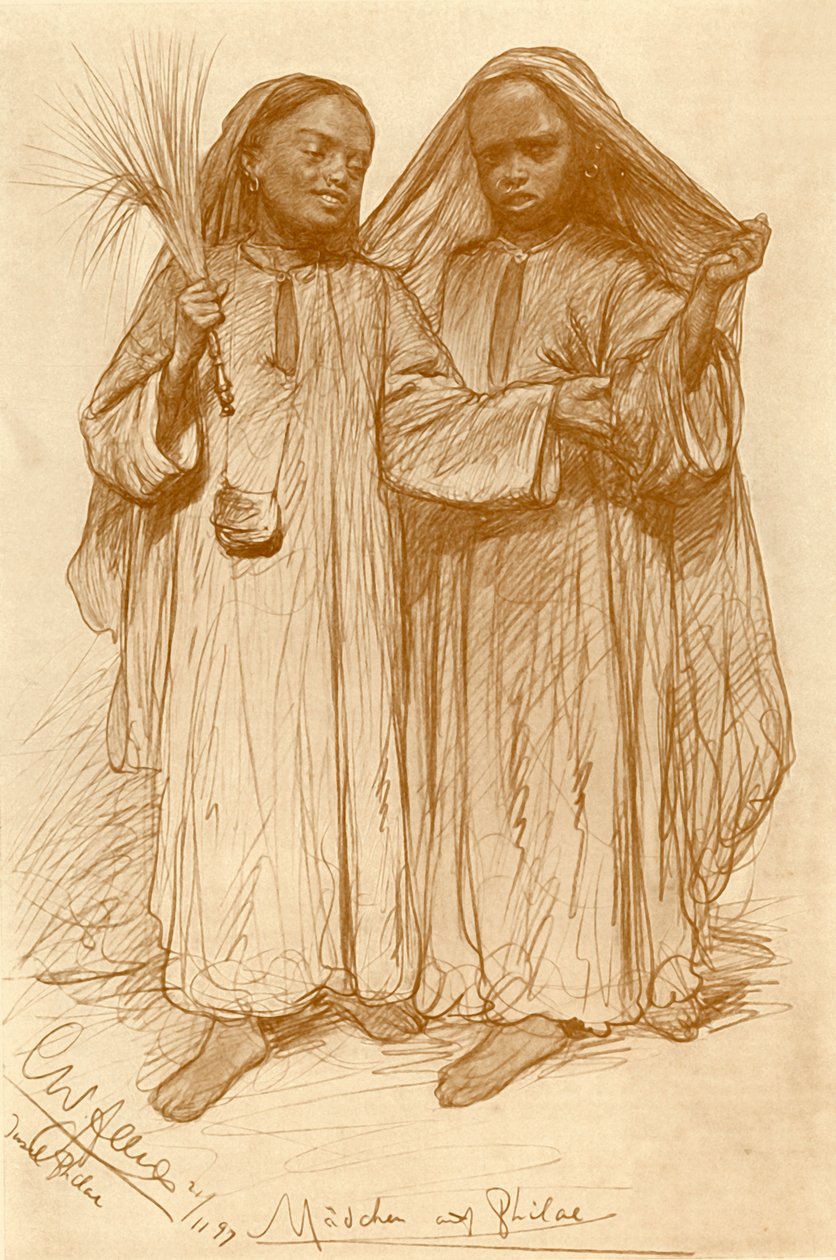 Jenter i Philae, Egypt, 1898. av Christian Wilhelm Allers
