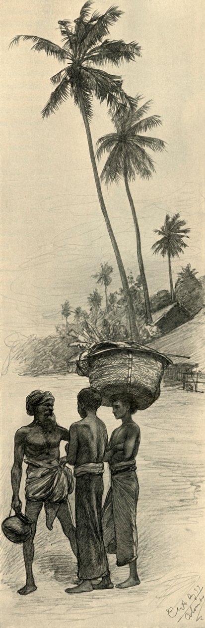 Gruppe av menn, Colombo, Ceylon, 1898. av Christian Wilhelm Allers
