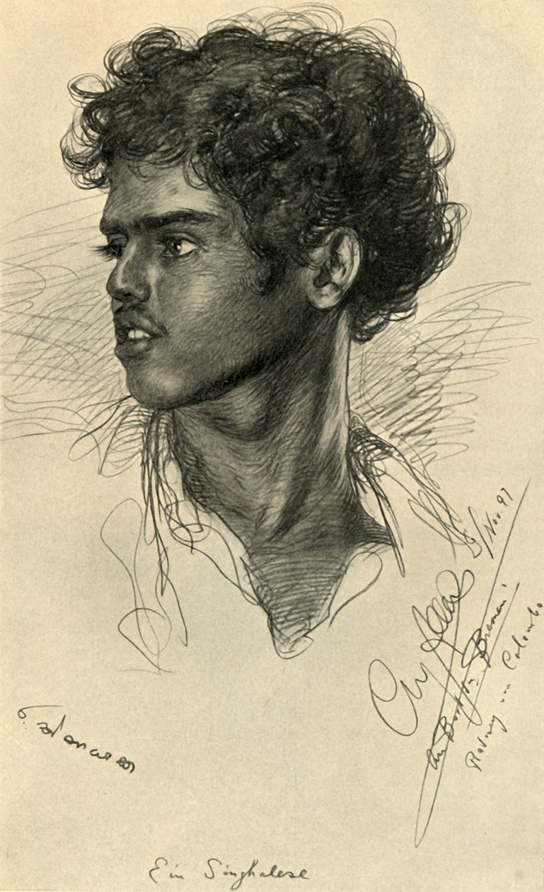 Singalesisk mann, Colombo, Ceylon, 1898. av Christian Wilhelm Allers