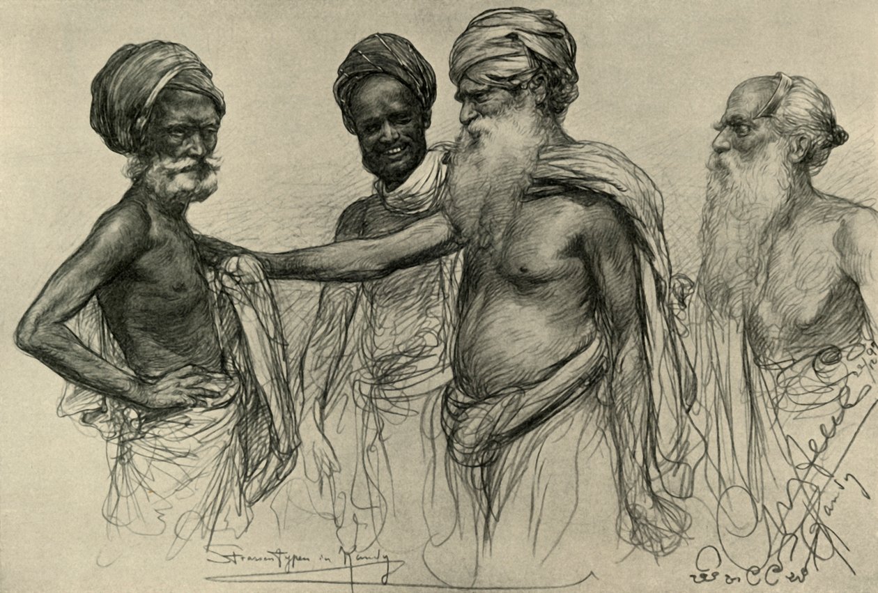Gatestudier, Kandy, Ceylon, 1898. av Christian Wilhelm Allers
