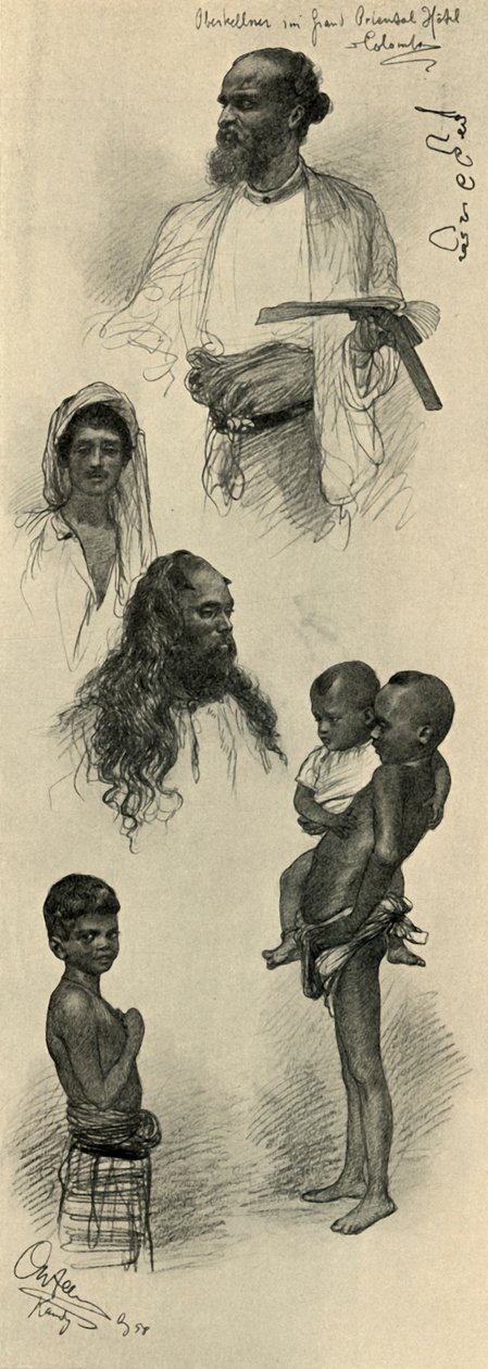 Studier av mennesker, Ceylon, 1898. av Christian Wilhelm Allers