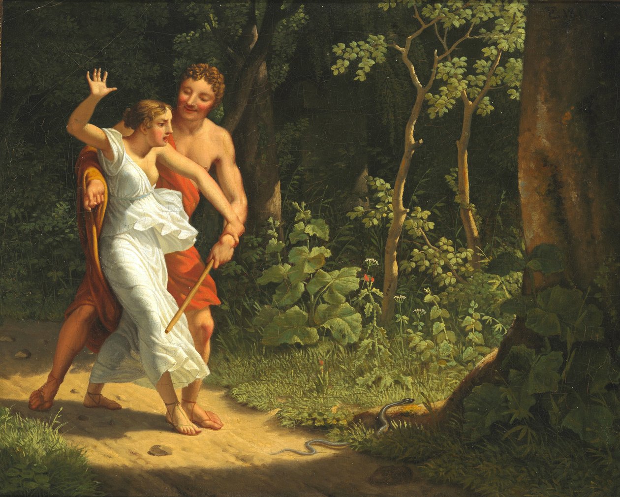 En forførelsesscene i en skog av Christoffer Wilhelm Eckersberg