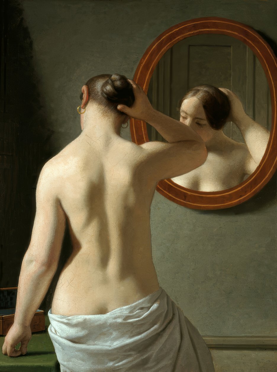 Ung kvinne foran et speil av Christoffer Wilhelm Eckersberg