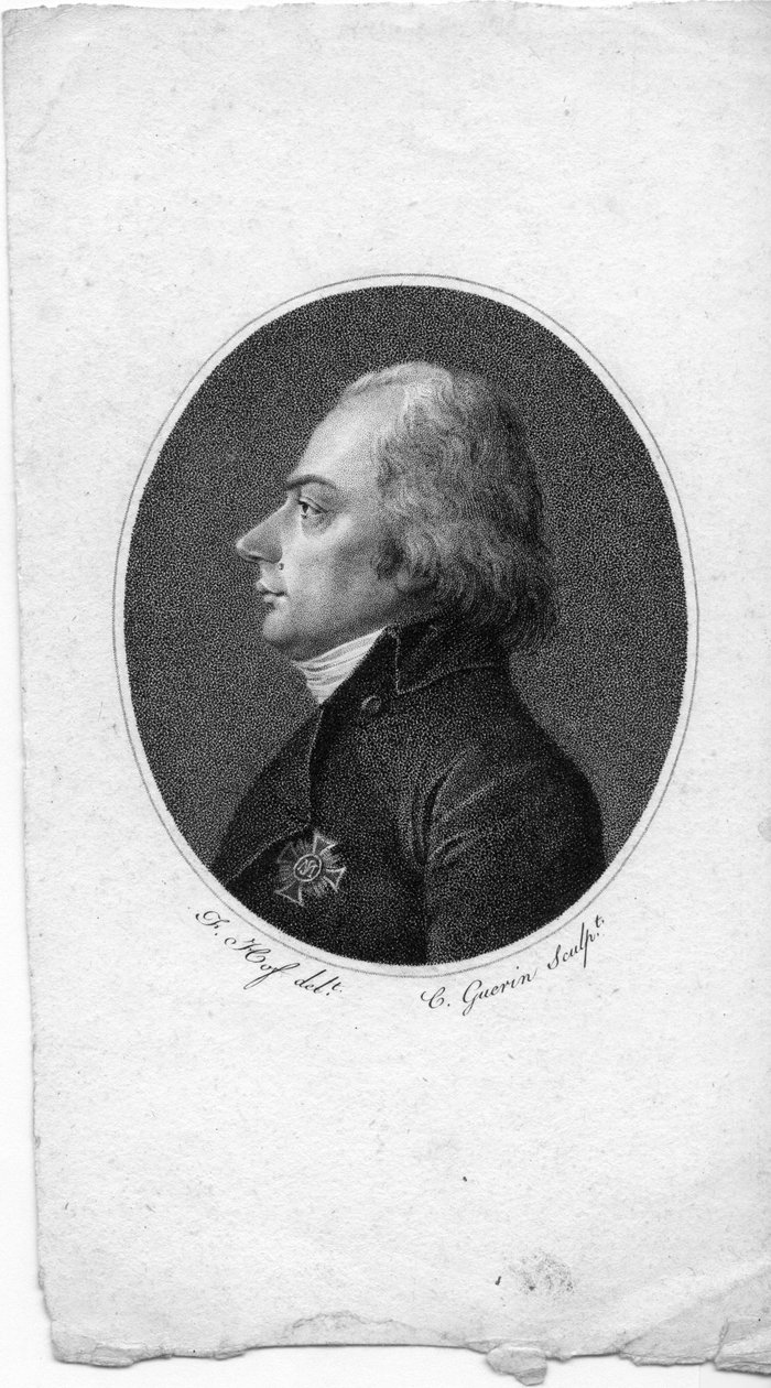 gravert portrett av Gabriel Christophe Guerin
