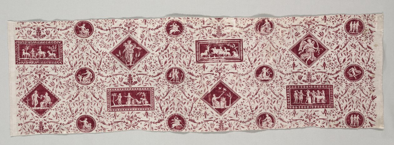 Stripe av kobberplatetrykt bomull, 1795-1799. av Christophe Philippe Oberkampf