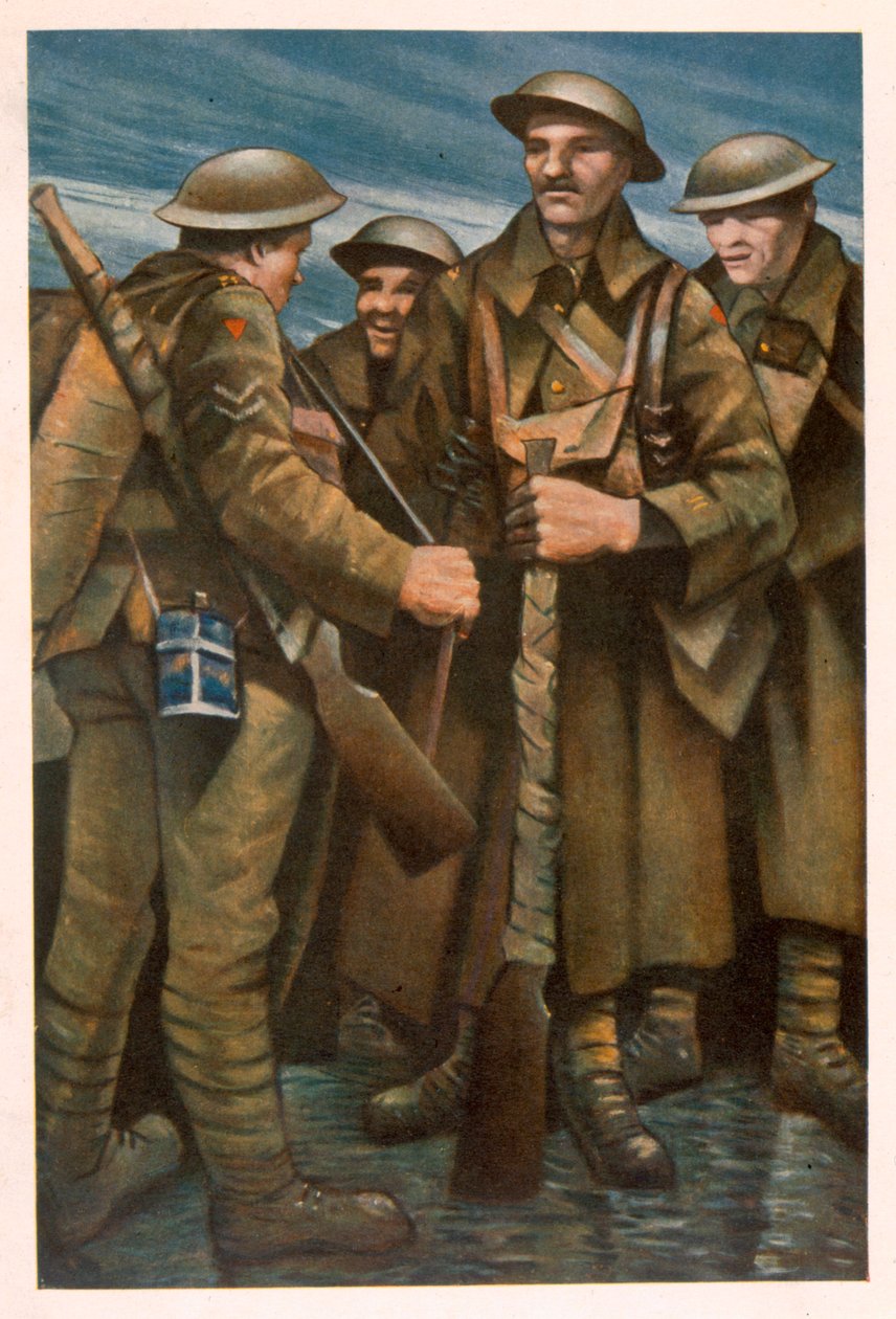 En gruppe soldater, fra britiske artister ved fronten, fortsettelse av vestfronten, 1918 av Christopher Richard Wynne Nevinson
