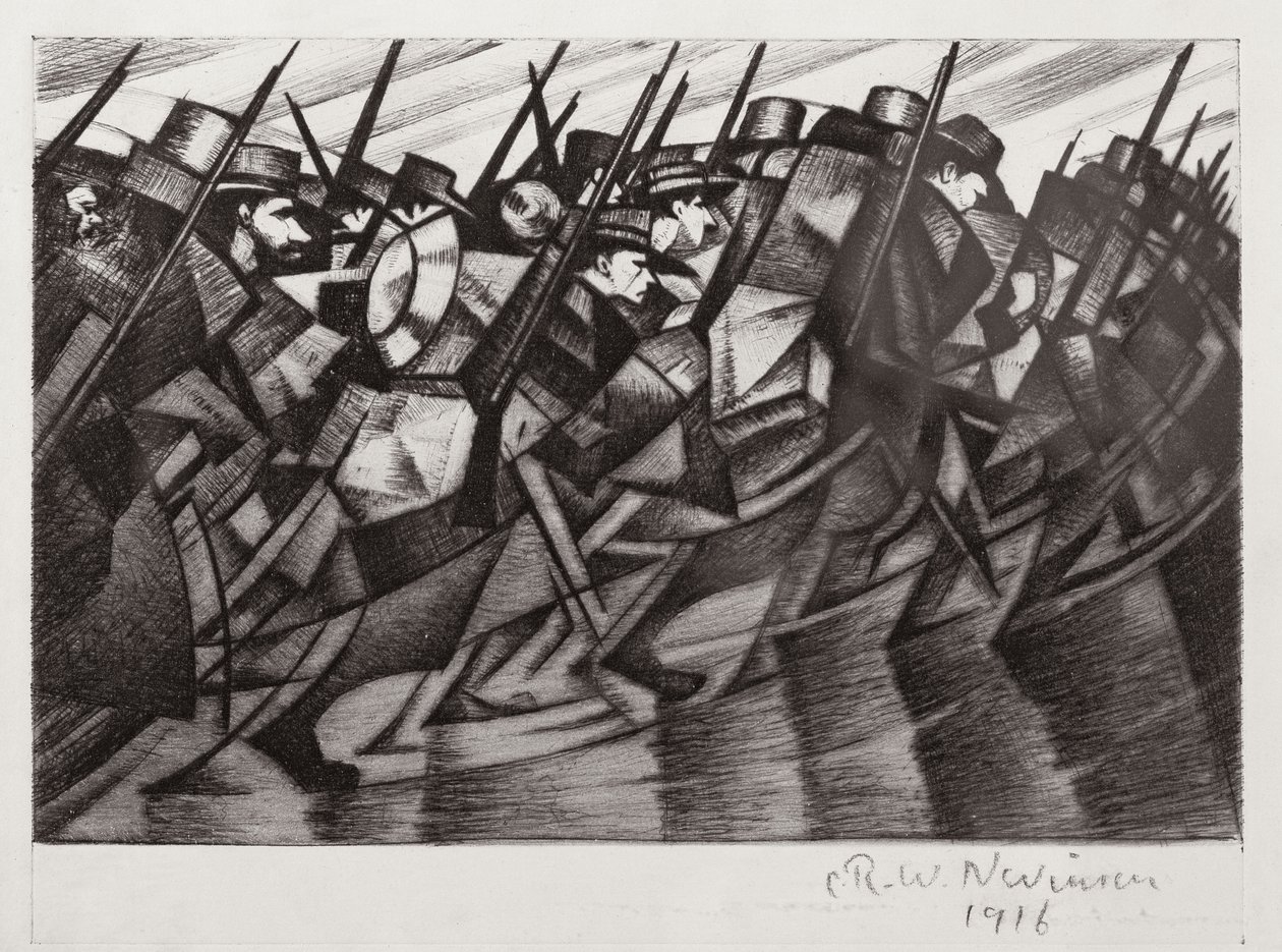 Tropper som returnerer til skyttergravene, 1916 av Christopher Richard Wynne Nevinson