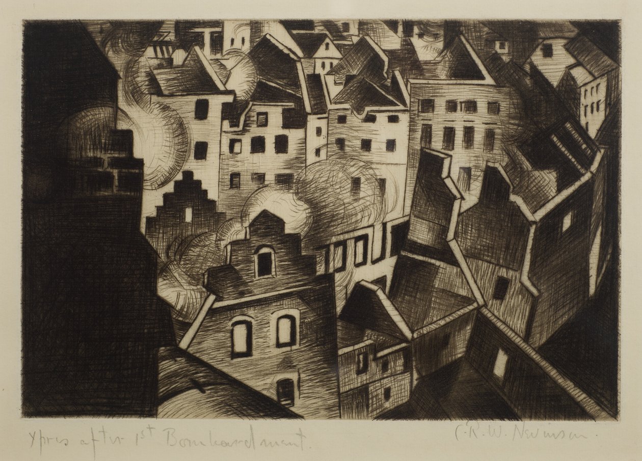 Ypres etter 1. bombardement, 1916 (tørrpunkt) av Christopher Richard Wynne Nevinson