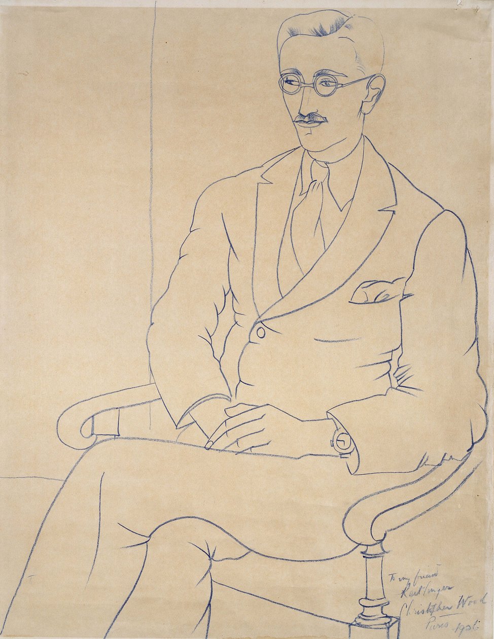 Portrett av Gerald Reitlinger, 1926 (blått kritt) av Christopher Wood