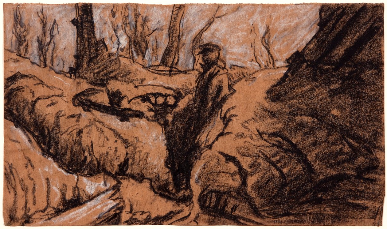 En mann i en skyttergrav, c1914. av Christopher Williams
