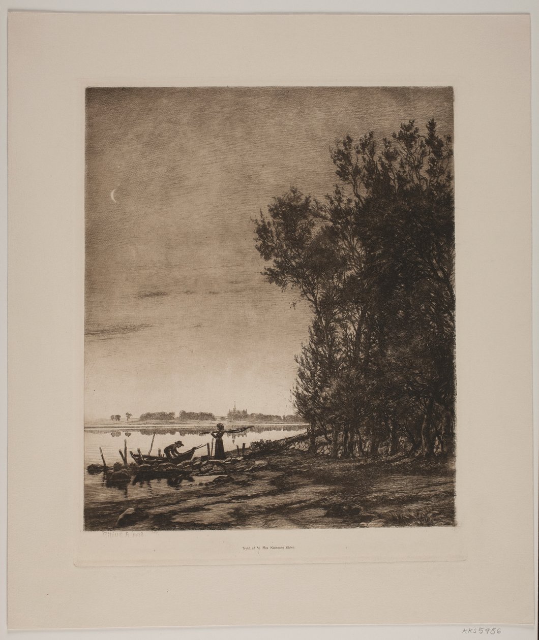 Trær ved en innsjø av Cilius Johannes Konrad Andersen