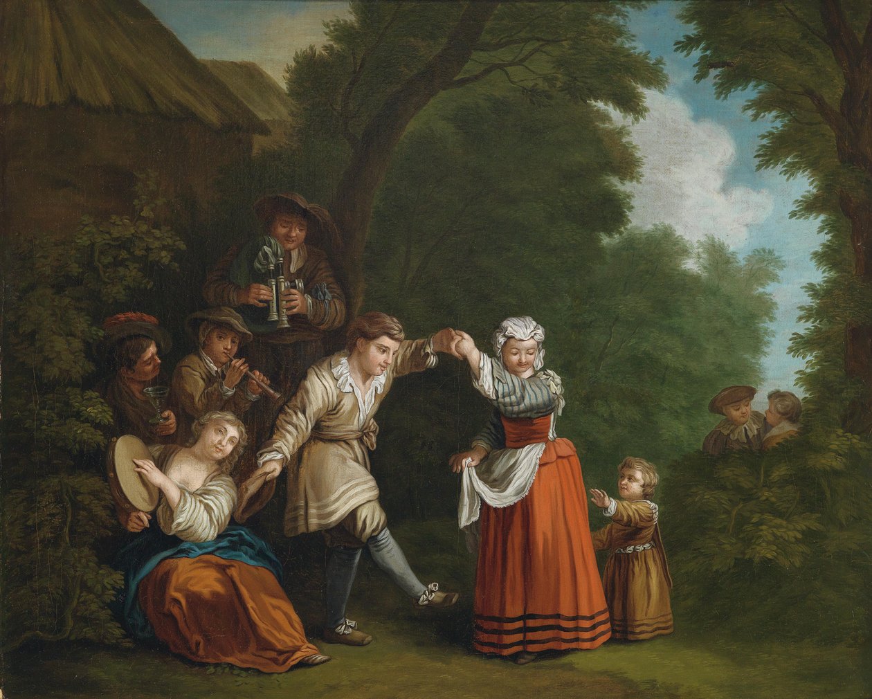 En landlig dans (med sekkepiper) av Circle of Jean Baptiste Le Prince