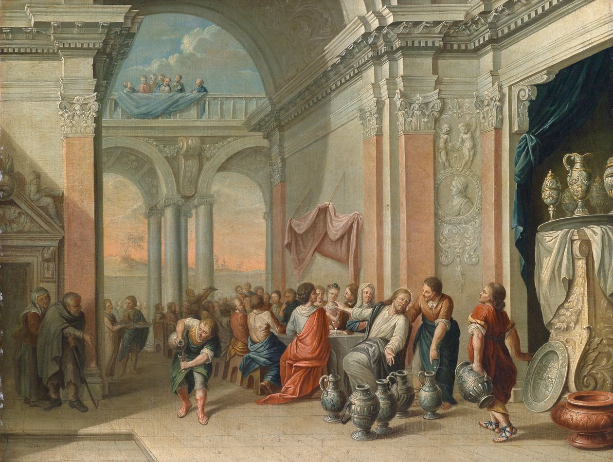 Bryllupet på Cana av Circle of Johann Georg Platzer