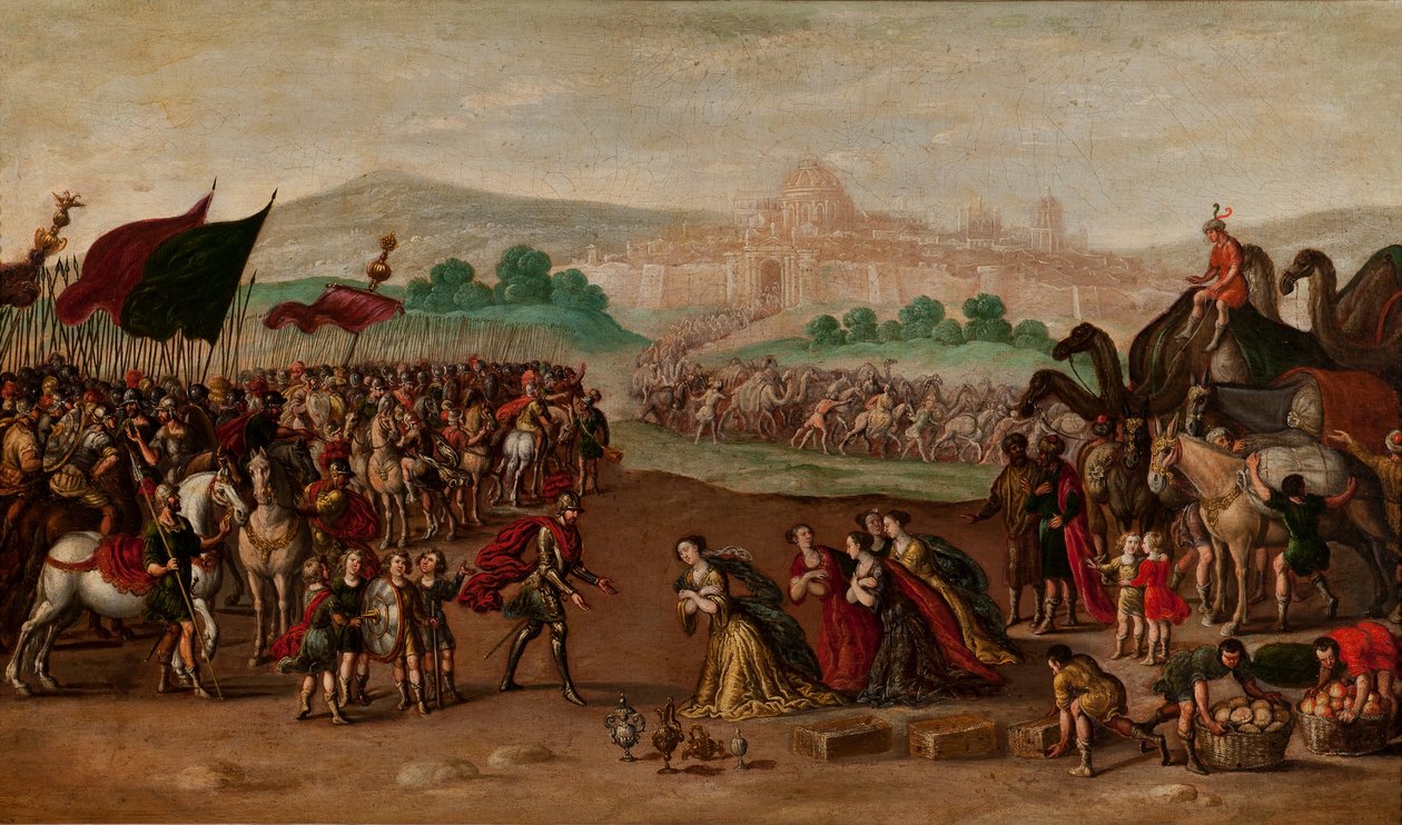 Abigail presenterer gaver til David av Juan de la Corte