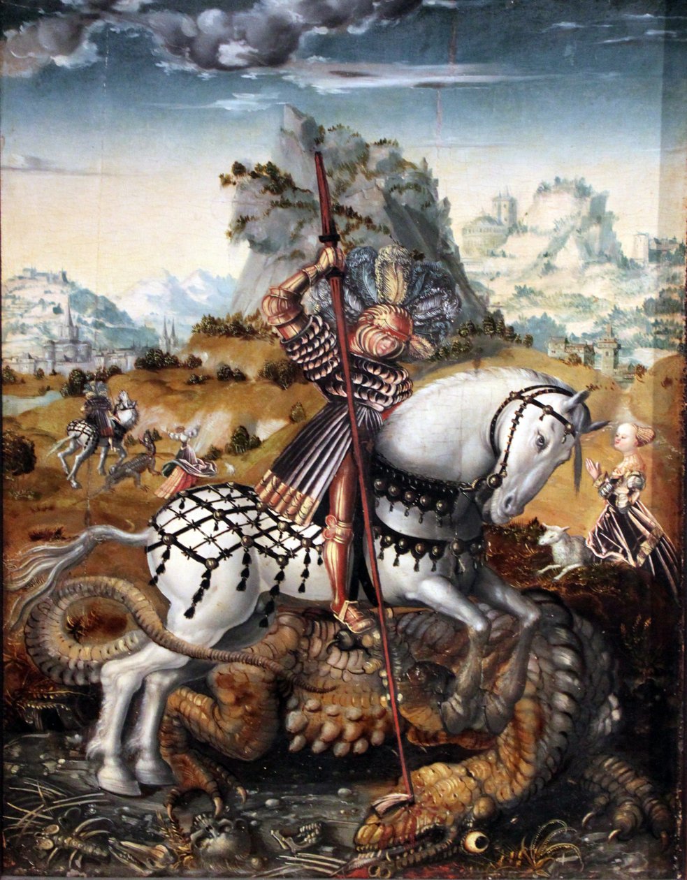 Saint George på hesteryggen av workshop of Lucas Cranach the Elder