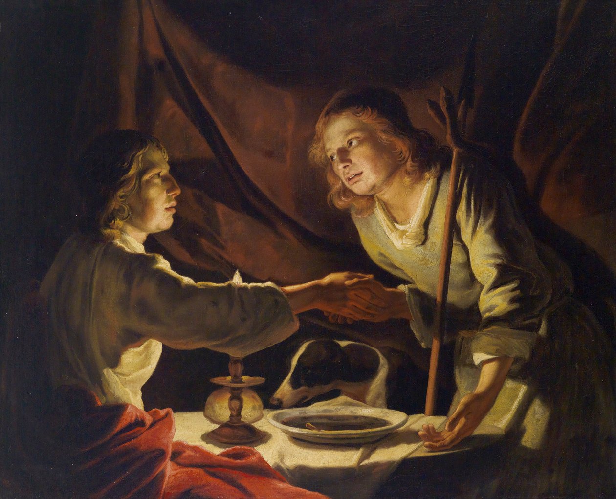 Esau selger Jakob førstefødselsretten eller The Lentil Dish av Circle of Matthias Stom