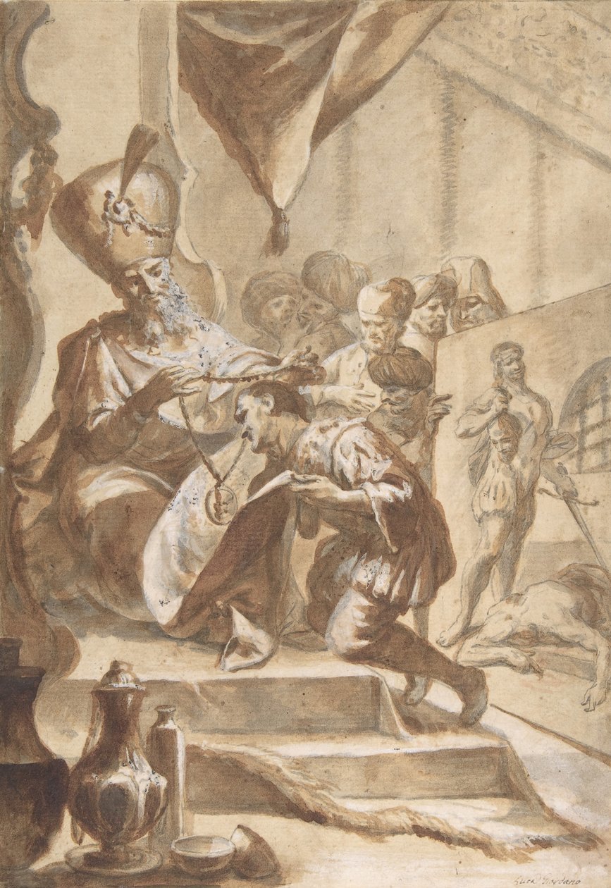 Maleren belønnet, 1634-1705. av Circle of Luca Giordano.